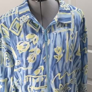 Teddi Front Exposed Zipper, Graphic Jacket Size Lg